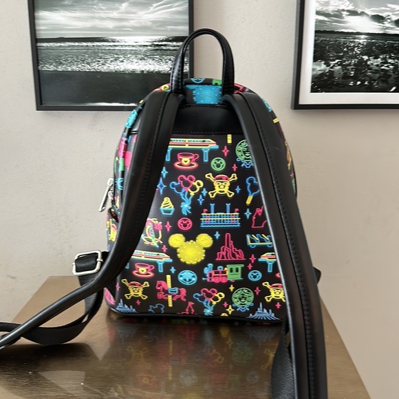RARE HTF Loungefly Neon Disney Parks Backpack - Picture 3 of 5
